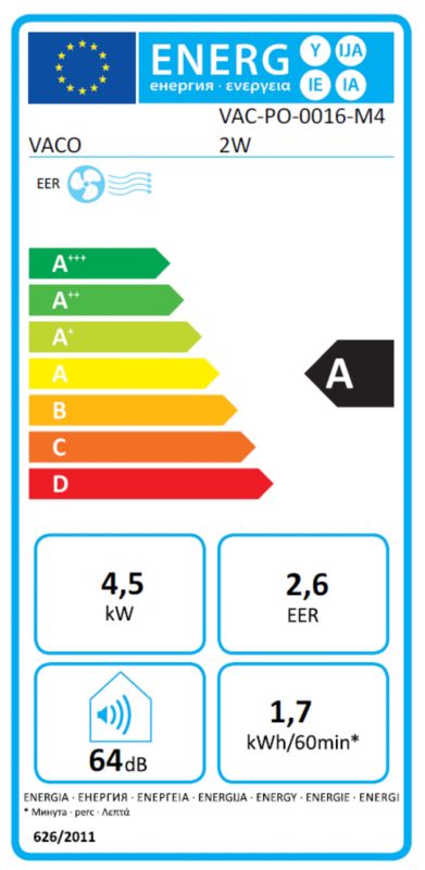 Bærbar 3-i-1 klimaanlæg med WiFi VACO 16000BTU - 1 stk