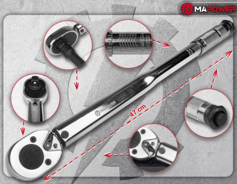 Momentnøgle MAPOWER 1/2 28-210 Nm CrV 1 sæt