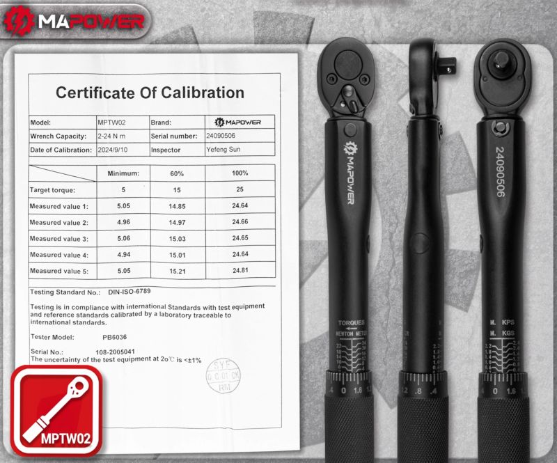 Momentnøgle MAPOWER 1/4 2-24 Nm CRV 1 sæt