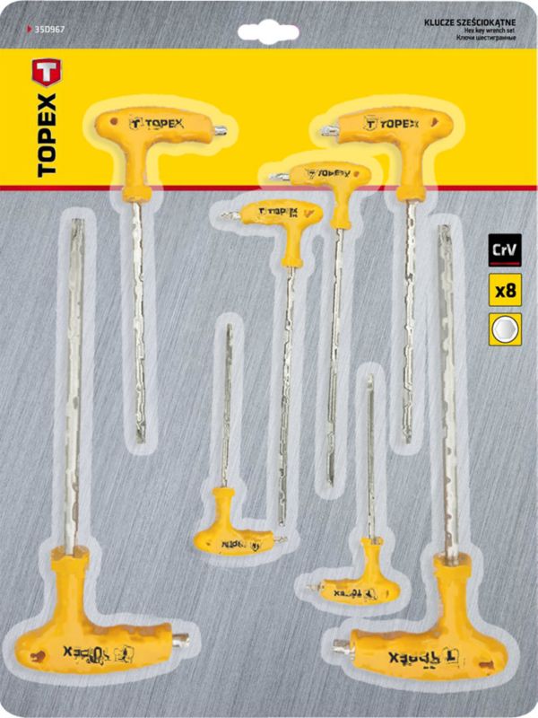 TOPEX T-formede sekskantnøgler 2-10 mm, sølv, 1 sæt