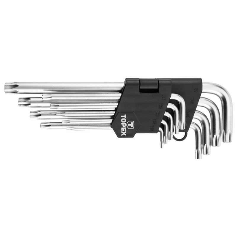 Lange Torx-nøgler TOPEX T10 - T50 sølv 1 sæt
