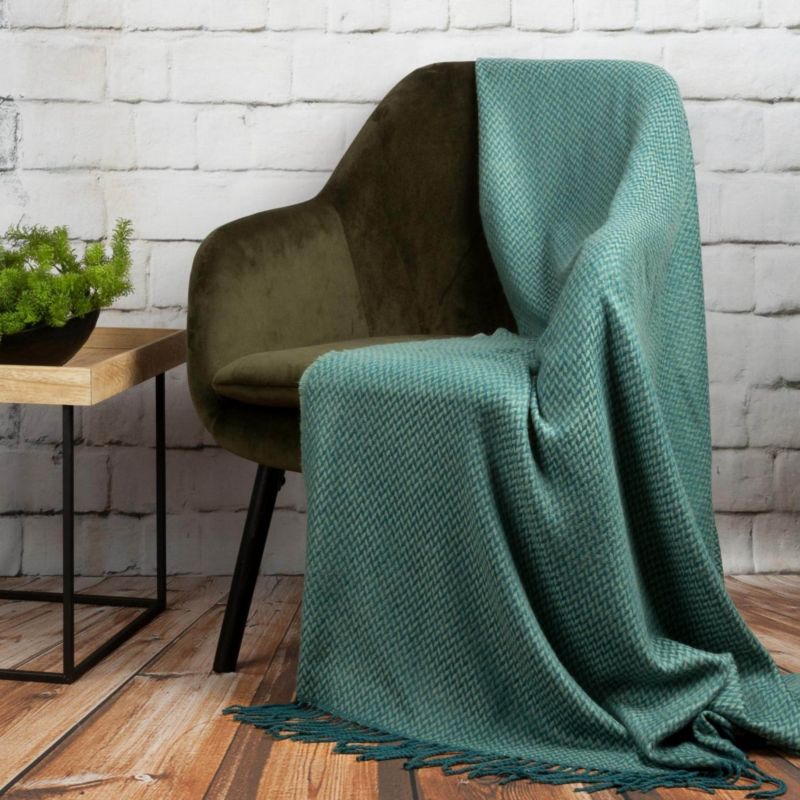 Eurofirany akrylplaid 130 x 170 cm i mintgrøn/turkis