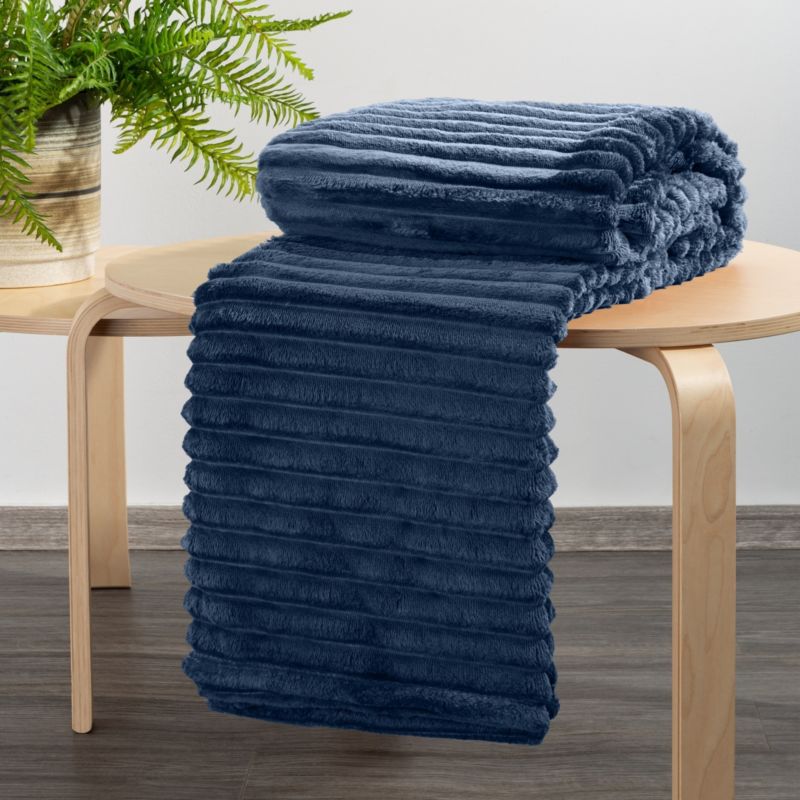 Eurofirany Soft tæppe 200 x 220 cm i marineblå