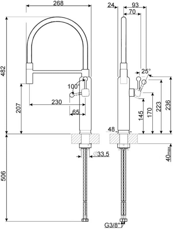 Køkkenarmatur MDF50PB 48,2 cm Krom og Pastelblå