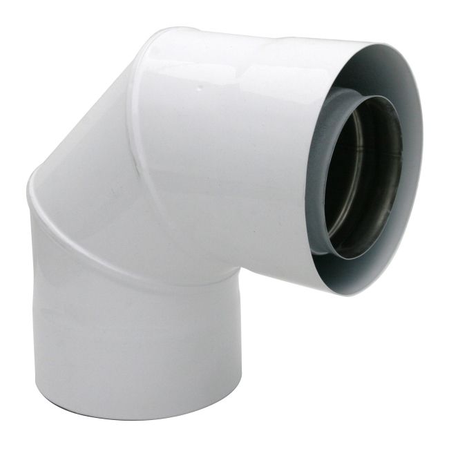 Spiroflex dobbeltvæggede albue 90 grader i hvid