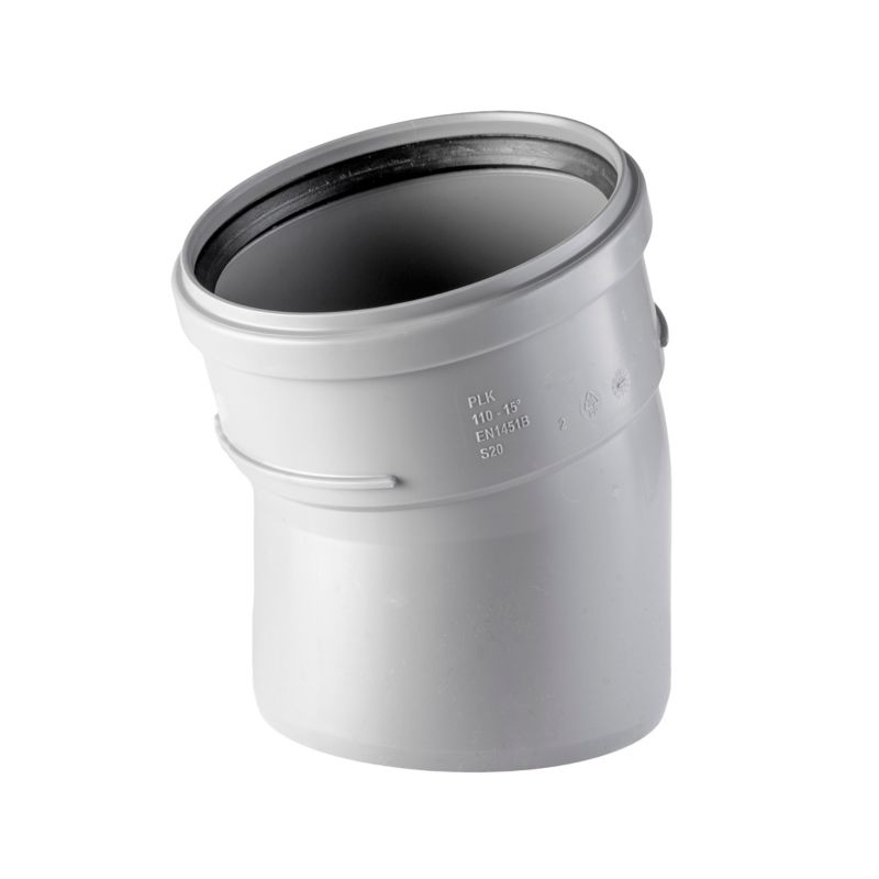 Kanalbøjning Pipelife 15° 75 mm grå