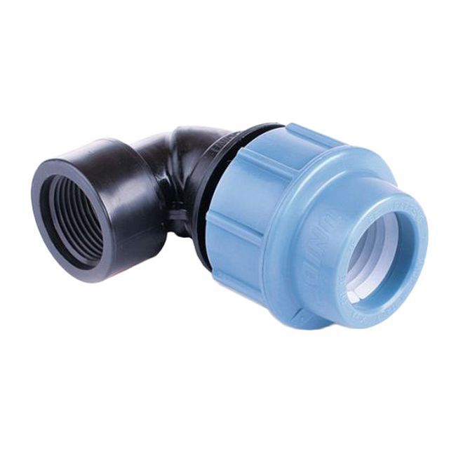 PE-bøjning Pipelife med indvendigt gevind 90° 40 mm x 1"