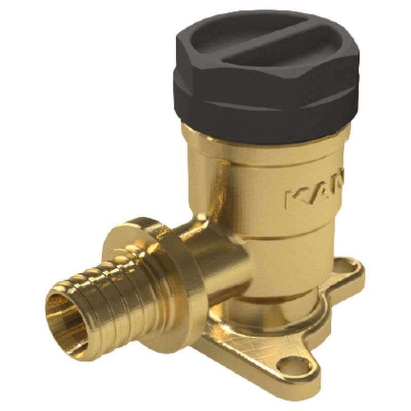 Vægbeslag med klem og udvendigt gevind UltraLine Kan-Therm 16 mm x 1/2" i messing, 1 stk.