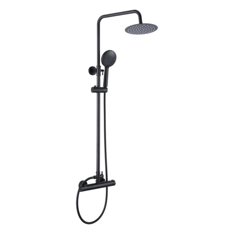 Orinoco Riva brusekolonne med termostatbatteri, 25 cm diameter, mat-sort