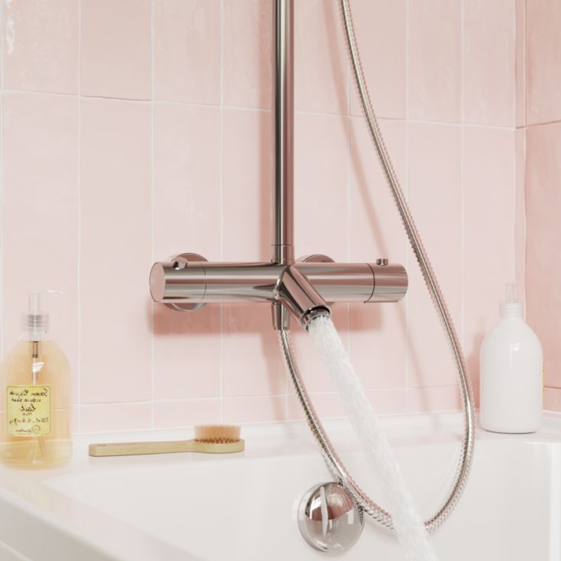 GoodHome Anika badekar‑og‑brusekolonne med termostatbatteri i krom