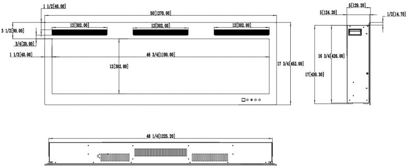 Elektrisk Pejs Majestic PRO 128 127x45 cm Sort