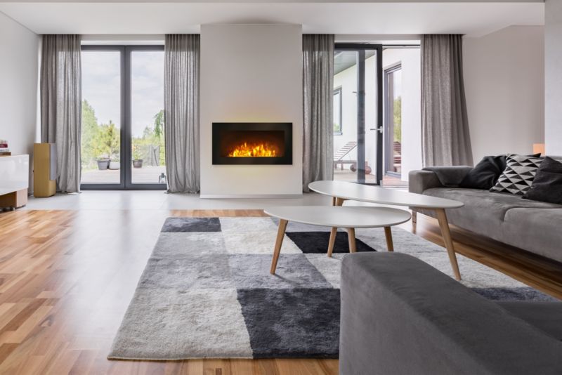 FERRETTI 90 cm Vægmonteret Flad LED Elektrisk Pejs PURE VIEW Flammeeffekt