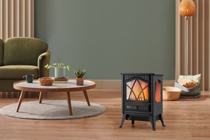 FERRETTI Gisele Sort Fritstående 3D LED Elpejs med Realistisk Flammefunktion