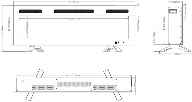Elektrisk Pejs LED Monarch 127 cm Sort