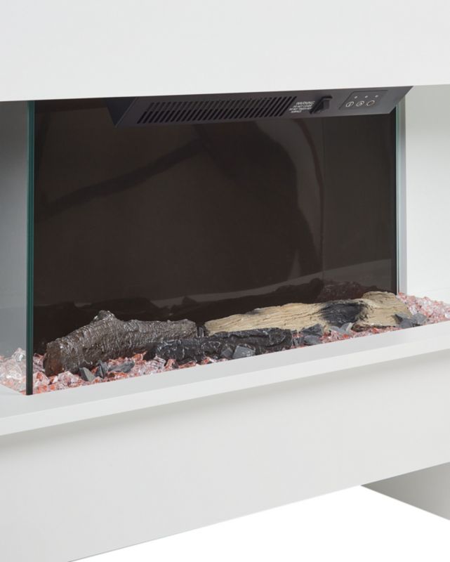 Elektrisk pejs med varmefunktion Kalahari hvid 1 stk.