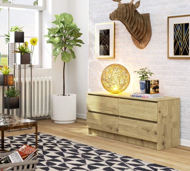 Kommode Akord K120 Eg Artisan 120 cm 4 skuffer farve Eg Artisan mat 120x40x55 cm 1 stk.