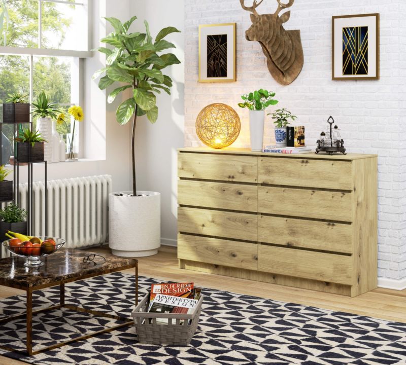 Kommode Akord K160 Eg Artisan 160 cm 8 skuffer farve Eg Artisan mat 160x40x99 cm 1 stk.
