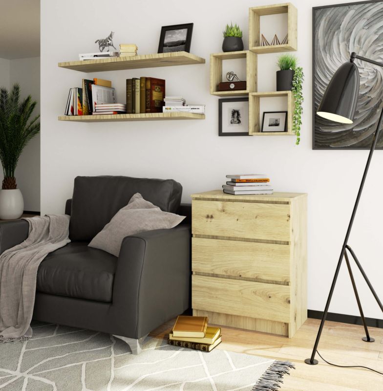 Kommode Akord K60 Eg Artisan 60 cm 3 skuffer farve Eg Artisan mat 60x40x77 cm 1 stk.