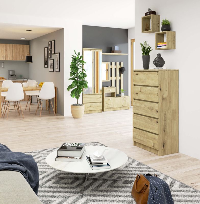 Kommode Akord K60 Eg Artisan 60 cm 5 skuffer farve Eg Artisan mat 60x40x121 cm 1 stk.