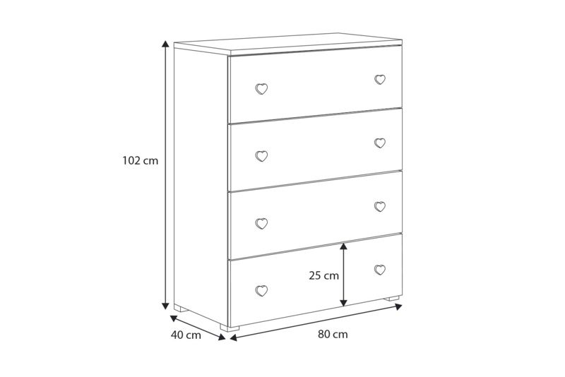 Børnekommode Kobi Emily, pink, 1 stk.