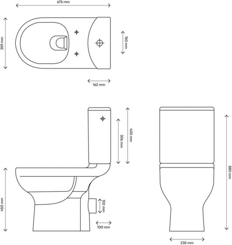 Kompakt WC GoodHome Cavally Slim uden kant, vandret høj med softclose-sæde 3/6 l