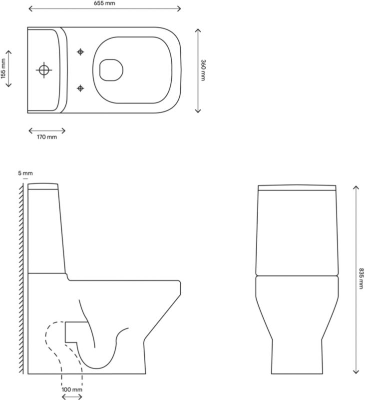 Kompakt WC GoodHome Teesta uden kant 3/6 l med sæde med soft-close