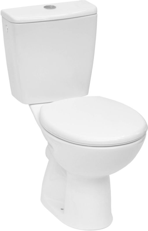 Kompakt WC Roca Brava med skyllekant og langsomt sænknings-PVC-sæde, horisontal