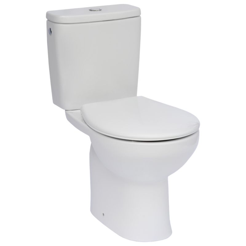 Kompakt Toilet Uden Kant 65,5x35x76 cm Hvid med Blødt Lukkende Sæde Lodret Afløb