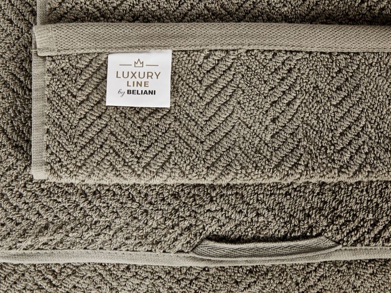 Sæt med 2 Mitiaro frottéhåndklæder i bomuld, olivengrøn, 1 par