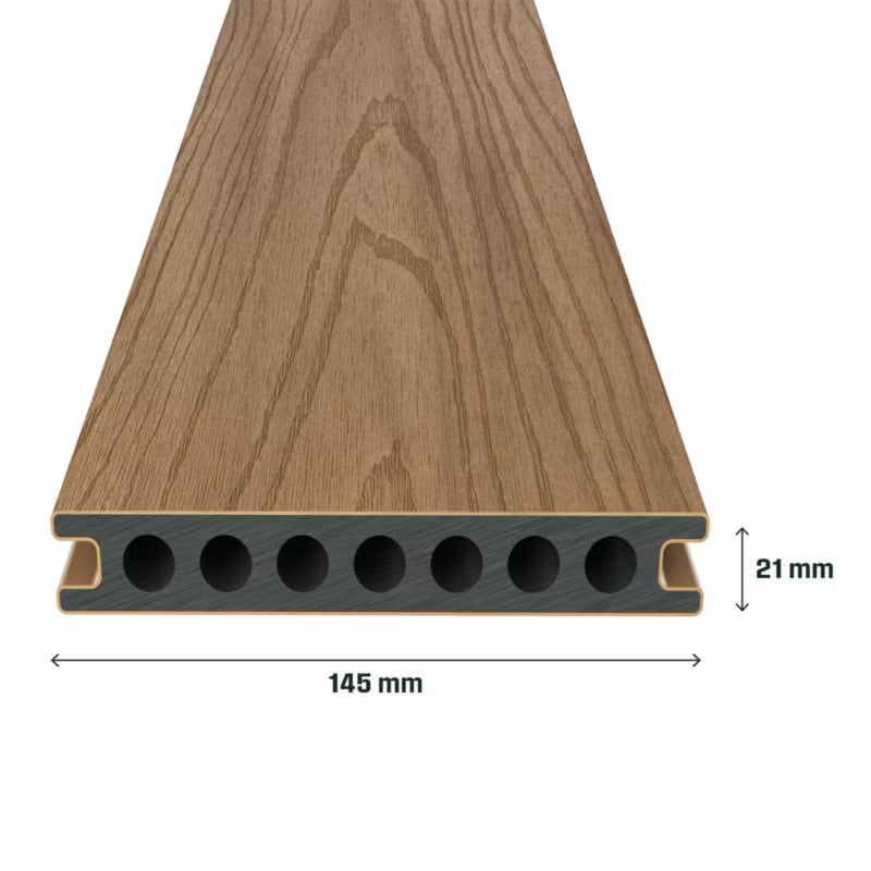 Komposit Terrassebræt Neva Premium 2,1x14,5x220 cm Teak