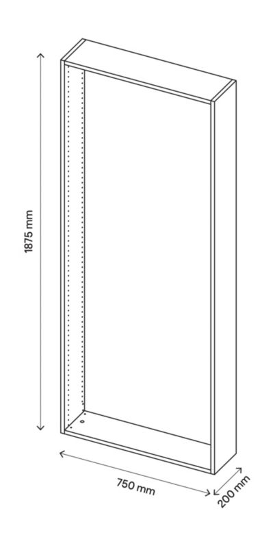 GoodHome Atomia korpus 20 x 187,5 x 75 cm hvid