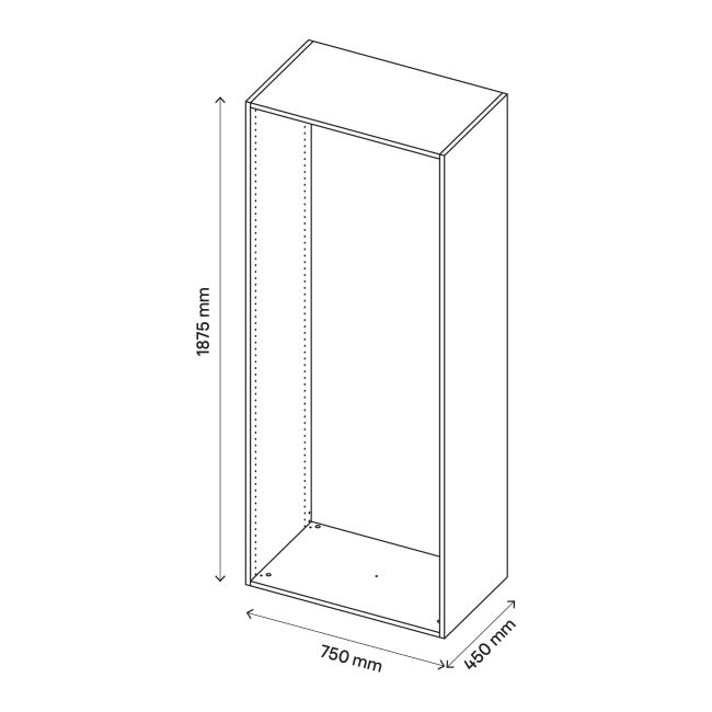 GoodHome Atomia korpus 45 x 187,5 x 75 cm hvid