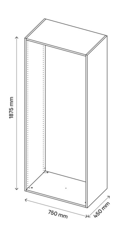 GoodHome Atomia korpus 45 x 187,5 x 75 cm i grå eg