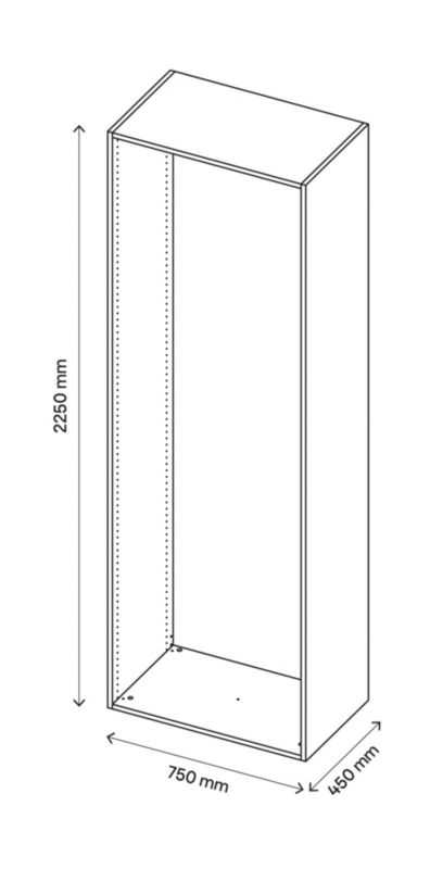 GoodHome Atomia korpus 45 x 225 x 75 cm i grå eg