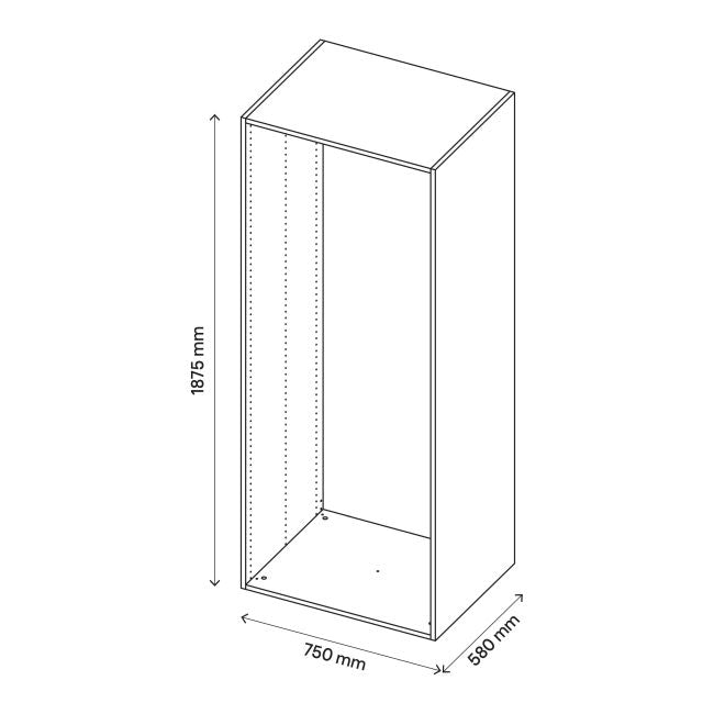 GoodHome Atomia korpus 58 x 187,5 x 75 cm hvid