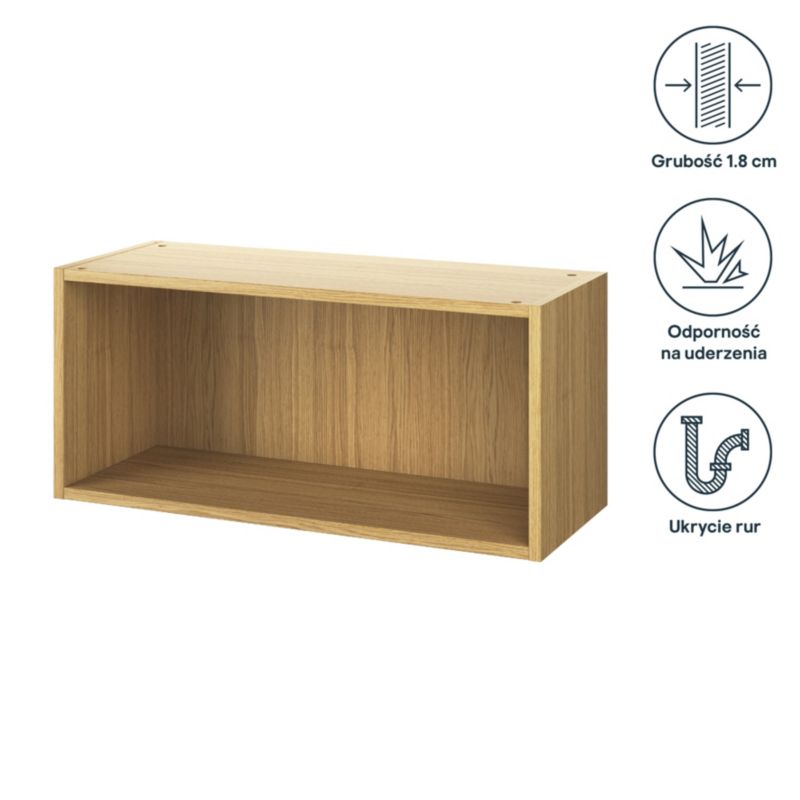 GoodHome Carway 80 cm vandret køkkenskabskorpus i egetræ