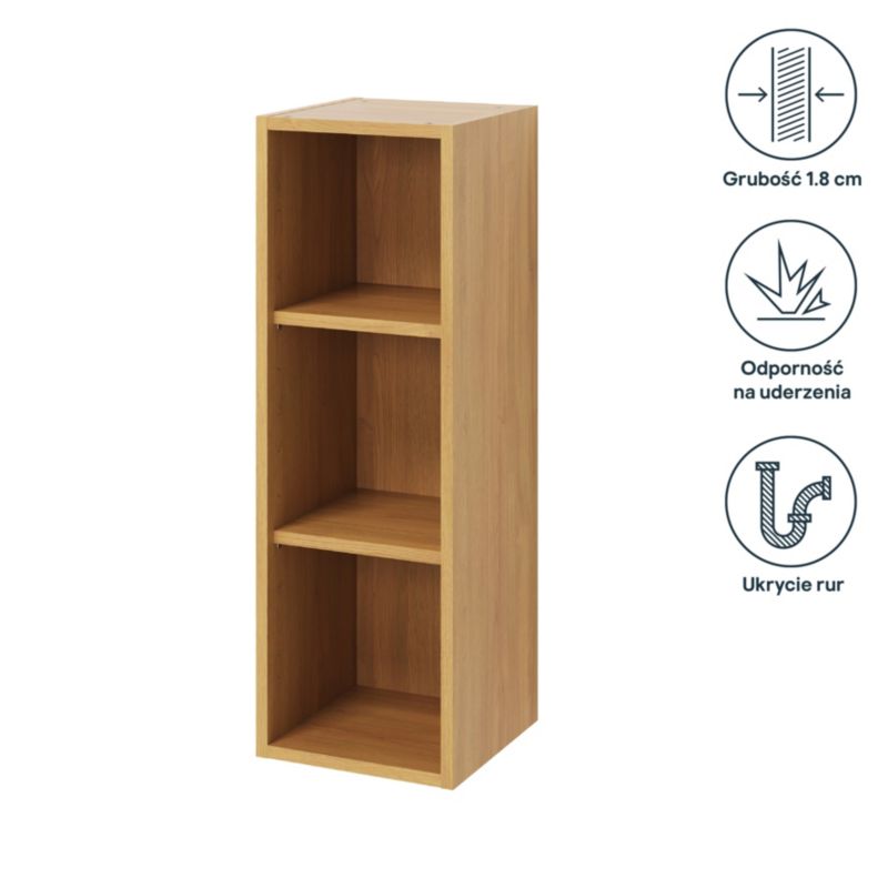 GoodHome Caraway væghængt køkkenskabskorpus 30 x 90 cm i egetræ