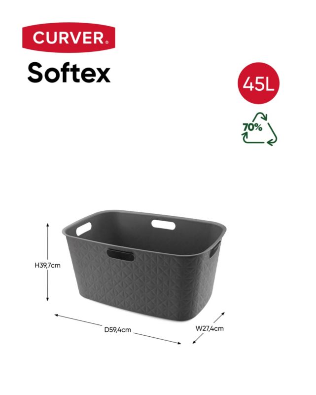 Curver Softex vasketøjskurv til mangle 45 l mørkegrå