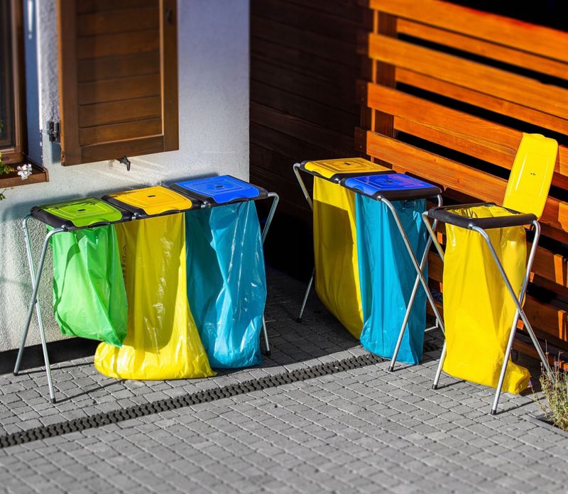 KADAX affaldssorteringsstativ med 3 rum til 120L poser – robust stel