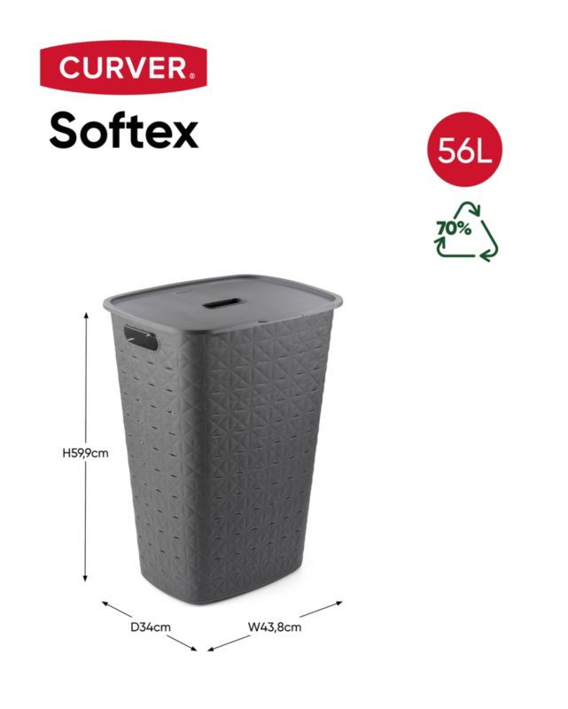 Curver Softex vasketøjskurv 56 l i mørkegrå