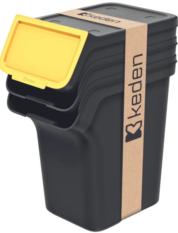 Affaldsspand Prosperplast Stackbox Q Sæt 3 x 20 l sort