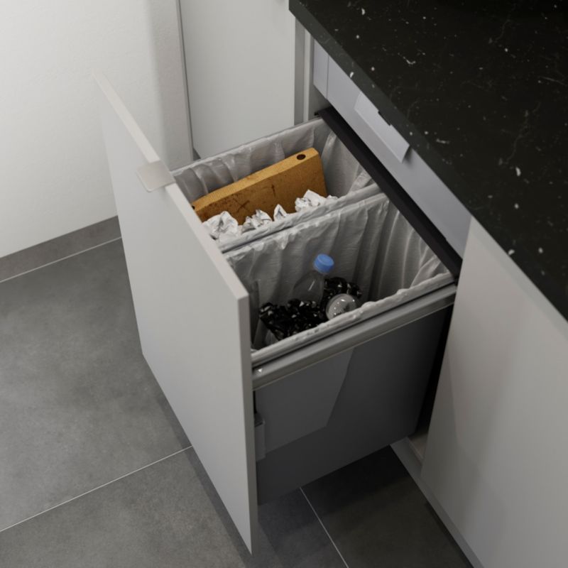 Integreret plastikspand GoodHome 50 cm med 2 beholdere