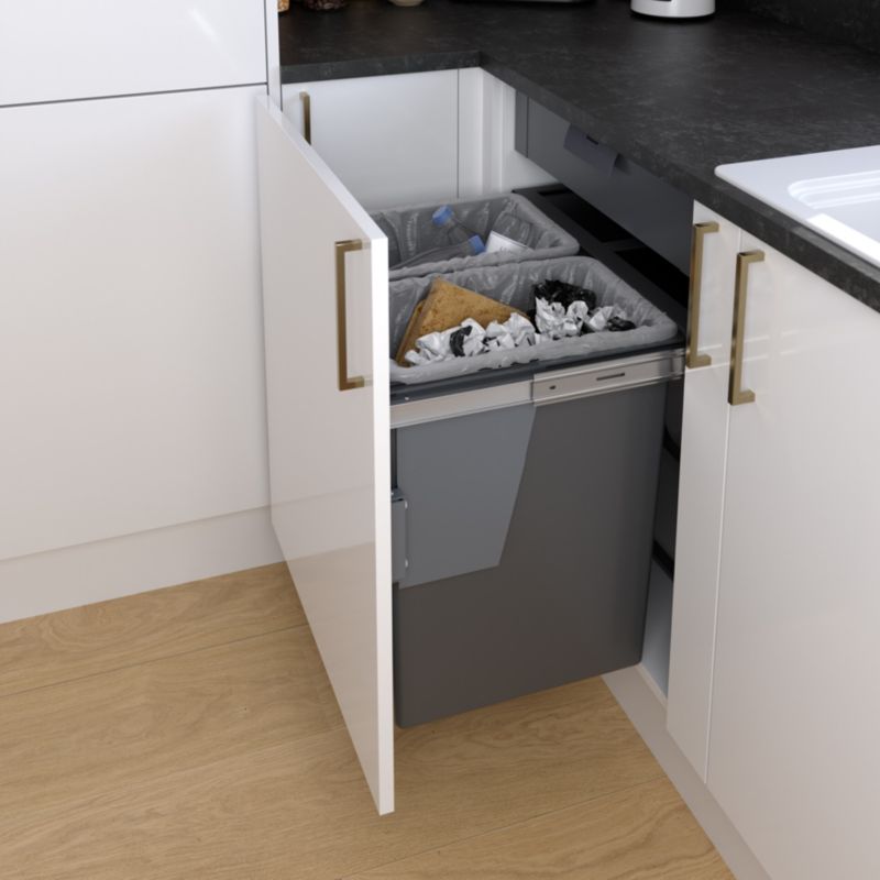 Integreret plastikspand GoodHome 60 cm med 2 beholdere