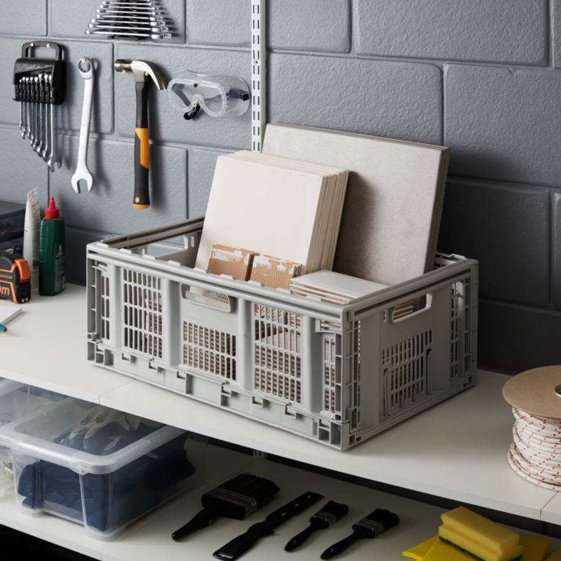 Foldbar forstærket GoodHome Foldie kurv 46 l grå