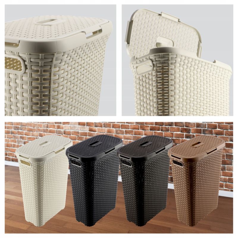 Curver Natural Style vasketøjskurv med låg 40L i mørkegrå