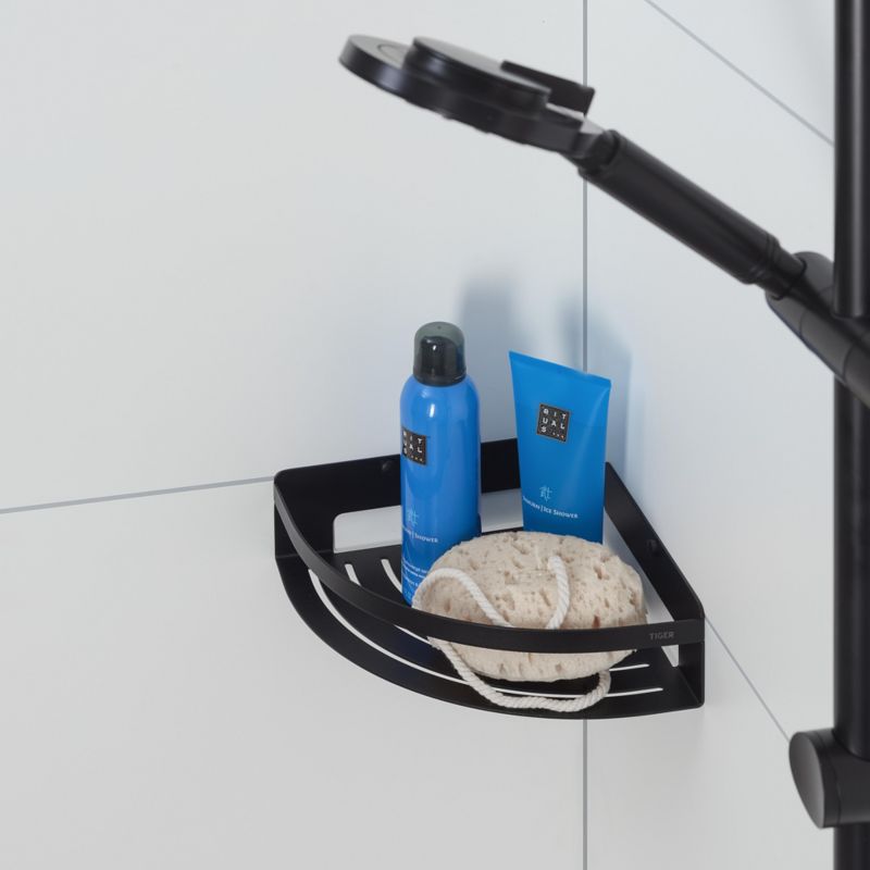 Hjørnebrusekurv Metal Sort Mat 23x7 cm