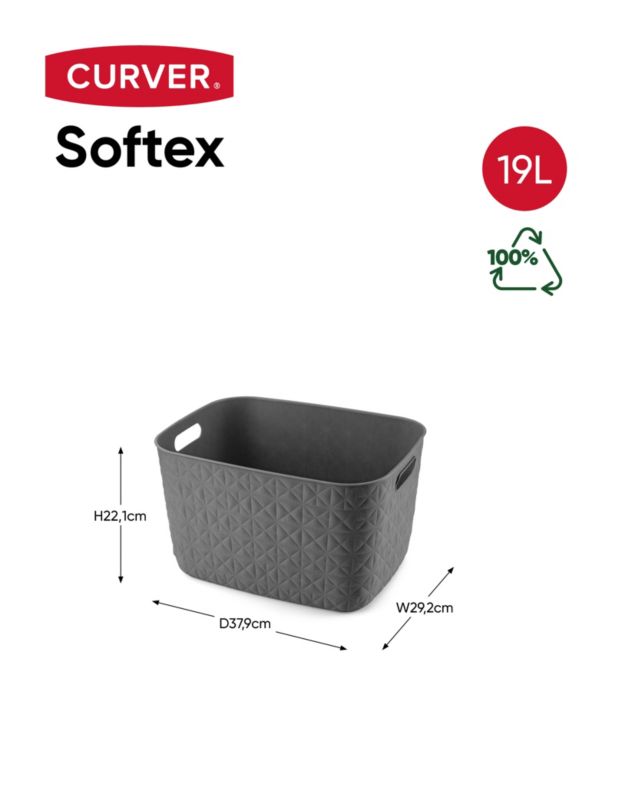 Curver Softex L opbevaringskurv 19 l i mørkegrå