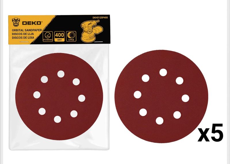 DEKO slibepapirskive til slibemaskine med huller P400 5 stk. 1 sæt