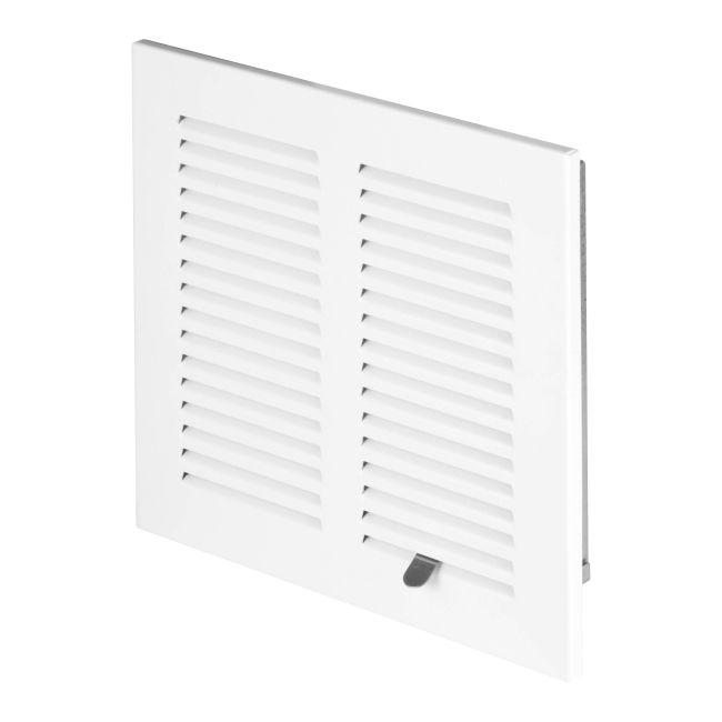 Dekorativ metalrist 14 x 14 cm med hvid jalousi