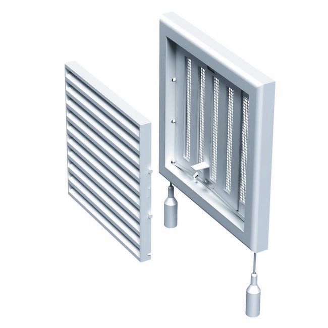 Ventilationsrist med net og regulering Vents 187 x 187 mm hvid